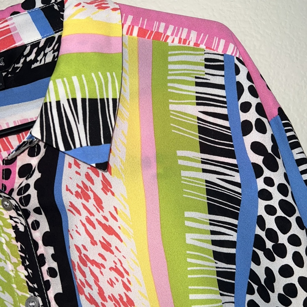 Multi Color Button Down Blouse 2x - image 3